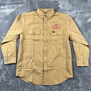 CARHARTT Long Sleeve Button Down Shirt Mens Medium Camel Brown Twin Pocket NWOT